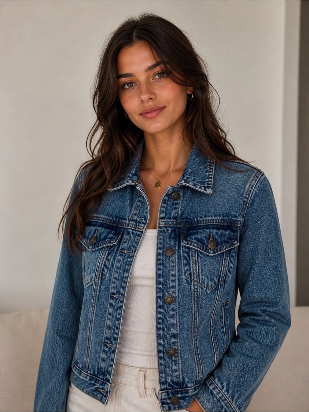 Abercrombie & Fitch Blue Denim Button-Up Trucker Jacket